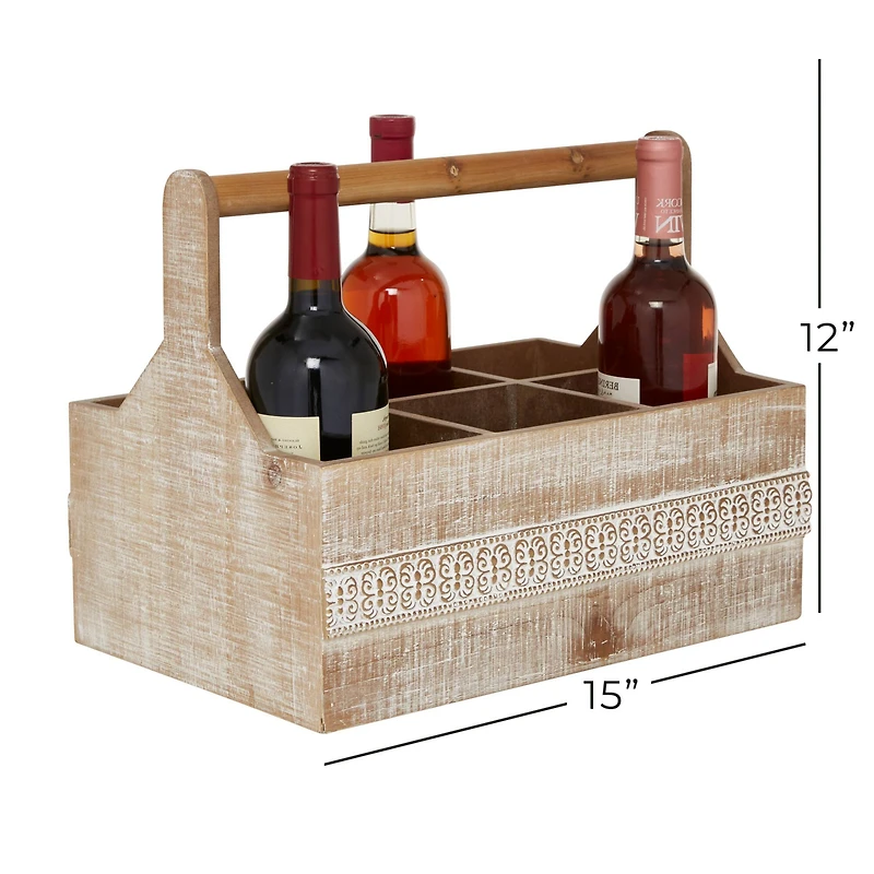 Brown Wood Boho Style Bottle Holder