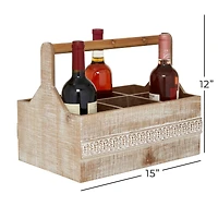 Brown Wood Boho Style Bottle Holder