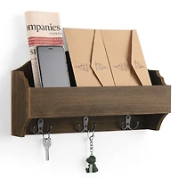NEX™ Wooden Wall-Mounted Mail Sorter Hanging Rack with 3 Double Key Hooks