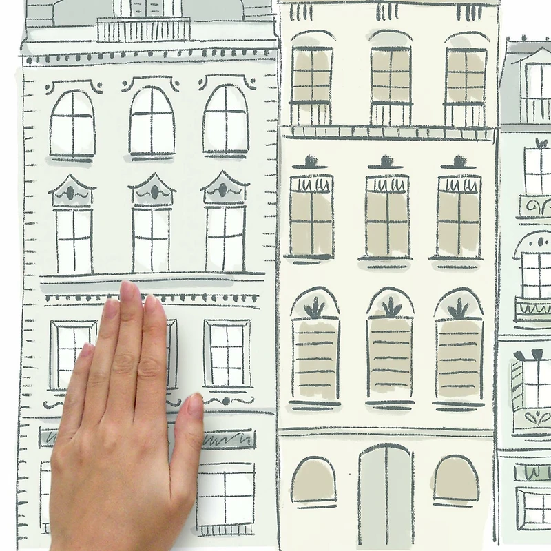 RoomMates Illustrated Townhouses Peel & Stick Giant Decals