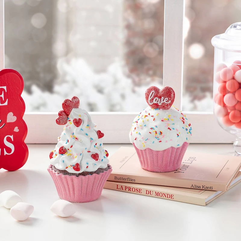 Glitzhome® Valentine's Resin Cupcakes Table Decor Set