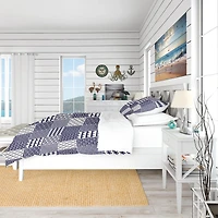 Designart Japanese Ocean Wave Pattern Coastal Duvet Cover Set