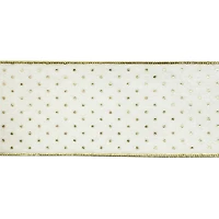 2.5" x 15ft. Cream & Gold Dots Wired Velvet Ribbon by Celebrate It®