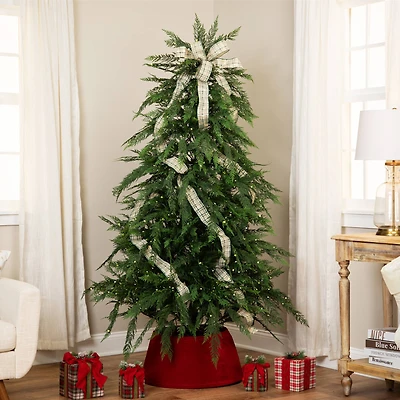 7.5ft. Pre-Lit Weeping Cedar IPT Artificial Christmas Tree, Dual Color LED Lights