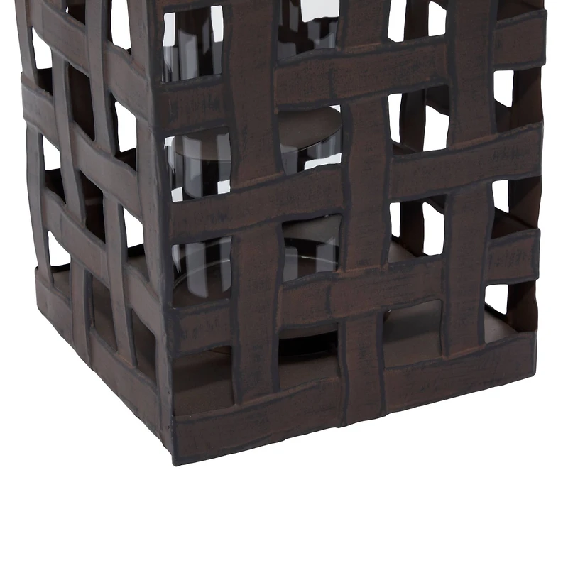 20" Black Iron Industrial Candle Holder Lantern