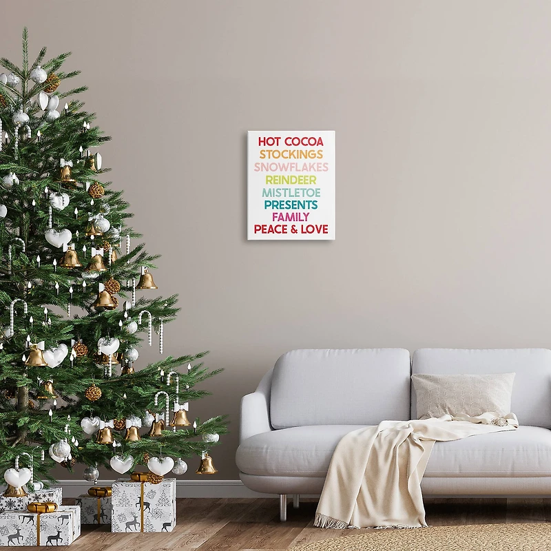 Stupell Industries Peace & Love Rainbow Christmas List Canvas Wall Art