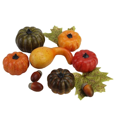 Autumn Harvest Pumpkin, Gourd, Acorn & Leaf Decoration Set