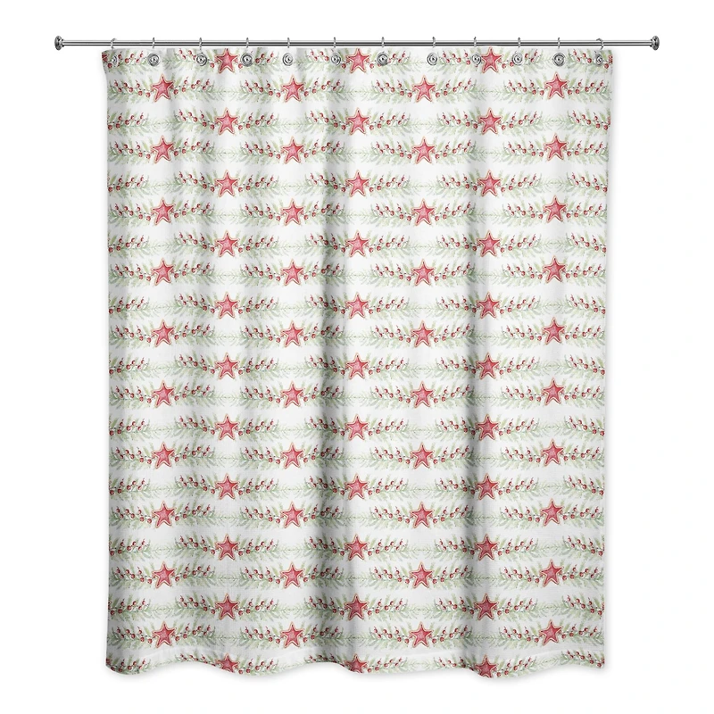 Star Holly Pattern Shower Curtain