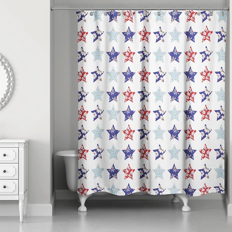 Floral Stars Pattern Shower Curtain