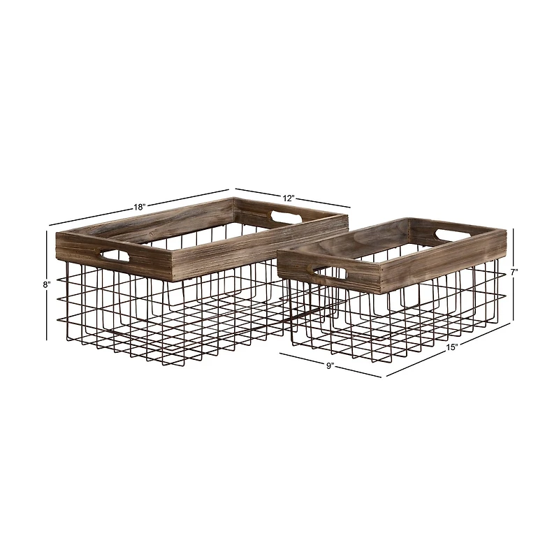Black Metal Farmhouse Storage Basket Set