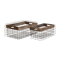 Black Metal Farmhouse Storage Basket Set