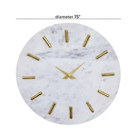 CosmoLiving by Cosmopolitan White Marble Contemporary Wall Clock, 15" x 15" x 1"