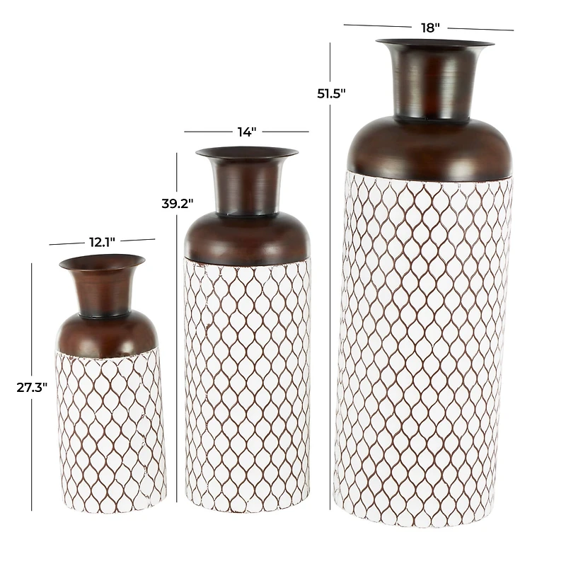 White Metal Tall Trellis Floor Vase, 3ct.
