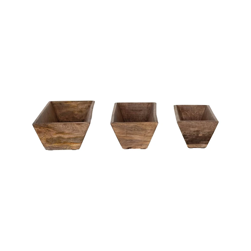 Hello Honey® Natural Hand-Carved Mango Wood Trugs Set