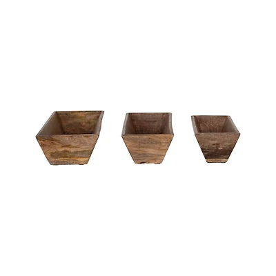 Hello Honey® Natural Hand-Carved Mango Wood Trugs Set