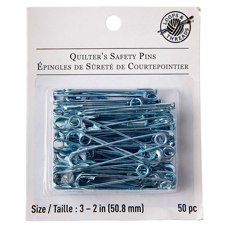 12 Packs: 50 ct. (500 total) 2" Silver Quilter's Safety Pins by Loops & Threads™