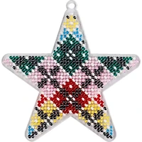 Wonderland Crafts Fair Isle Plaid Star Ornament Bead Embroidery on Plastic Kit