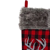20.5" Alpine Chic Shepherd's Check Reindeer Stocking