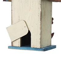 Glitzhome® 10.25" Washed White Distressed Flower Birdhouse
