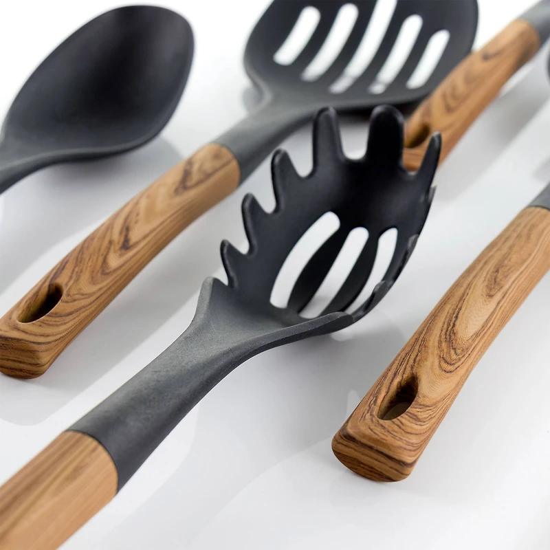 MegaChef Black Nylon & Wood Cooking Utensils Set, 7ct.