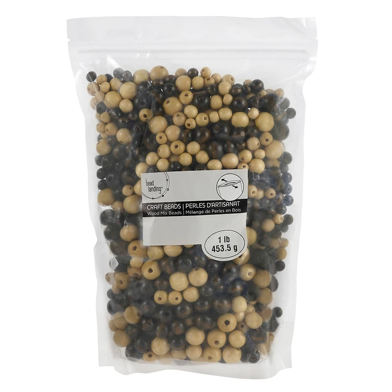 White & Brown Wood Mix Craft Beads by Bead Landing™