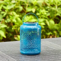 Glitzhome® 9" Cutout Metal Solar Powered Outdoor Hanging Lantern