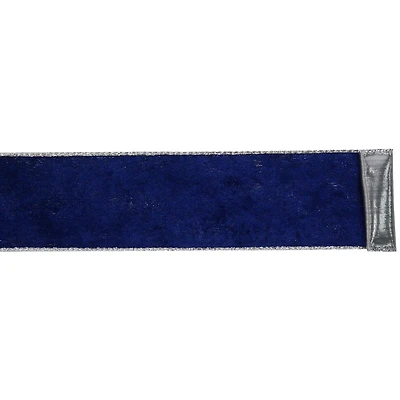 2.5" x 60ft. Navy with Silver Back Wired Jumbo Ribbon by Celebrate It®