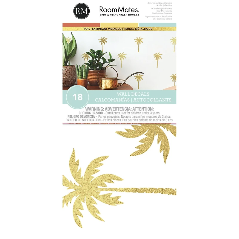 RoomMates Gold Foil Palm Tree Peel & Stick Wall Decals