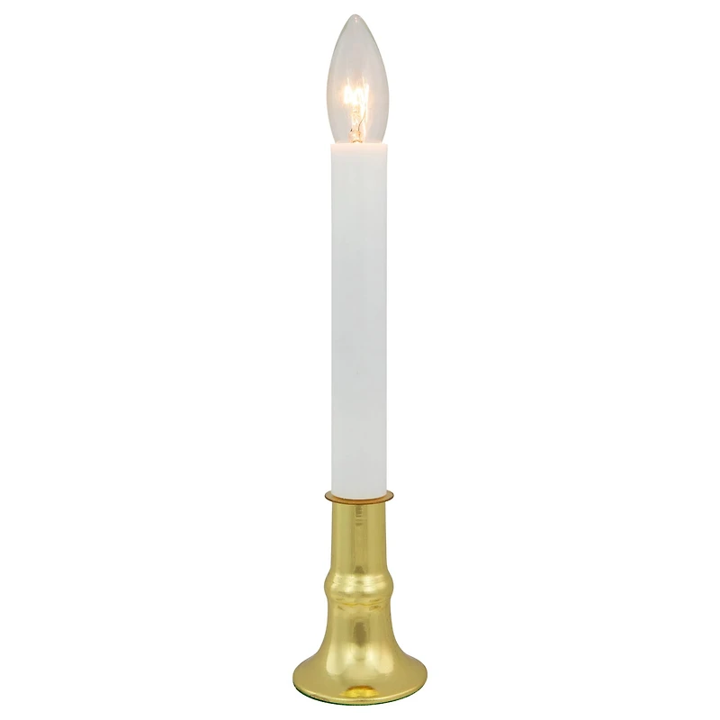 Single Light Window Candle with Timer - 9" - White and Gold - Set of 4