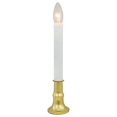 Single Light Window Candle with Timer - 9" - White and Gold - Set of 4