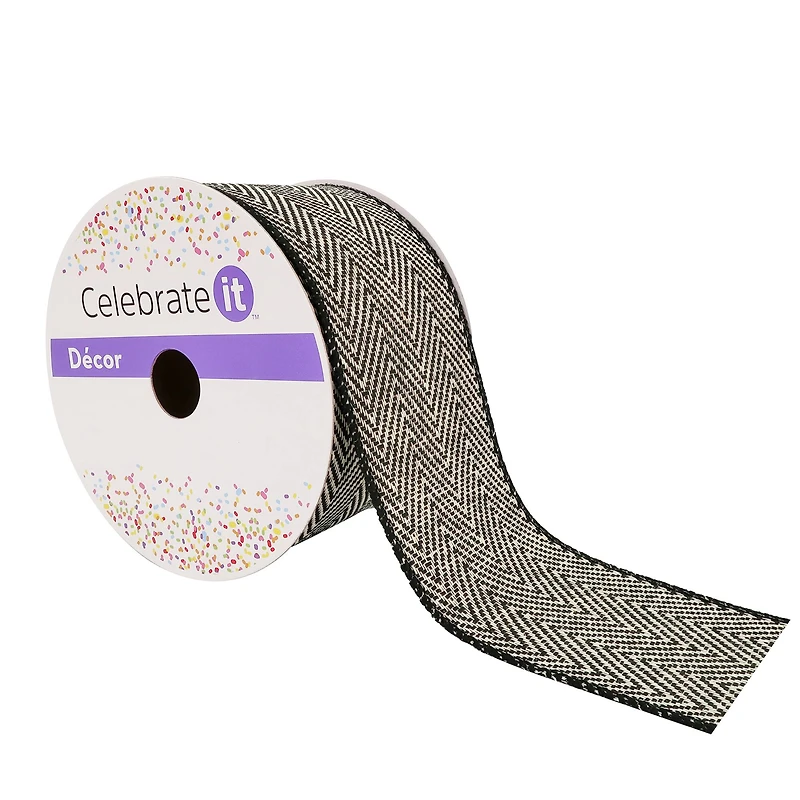 2.5" x 25ft. Herringbone Wired Ribbon by Celebrate It™