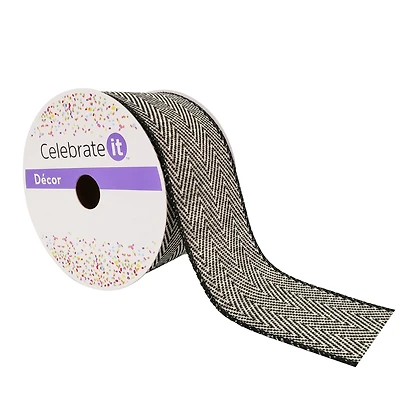 2.5" x 25ft. Herringbone Wired Ribbon by Celebrate It™