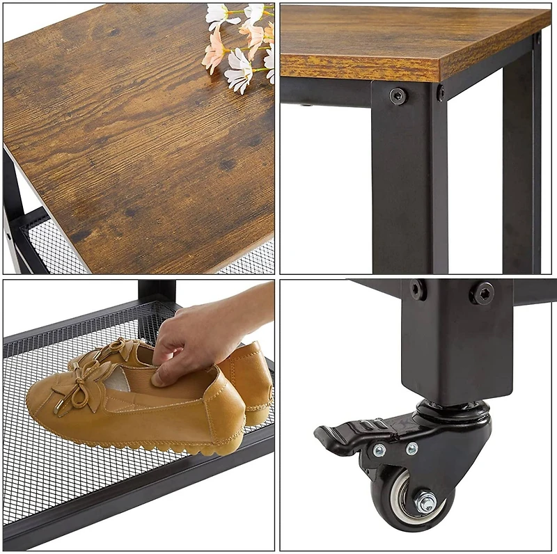 Rustic Brown 3-Tier Utility Cart