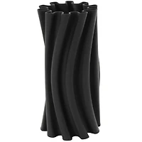 Black Abstract Curvy Ribbed Ceramic Vase
