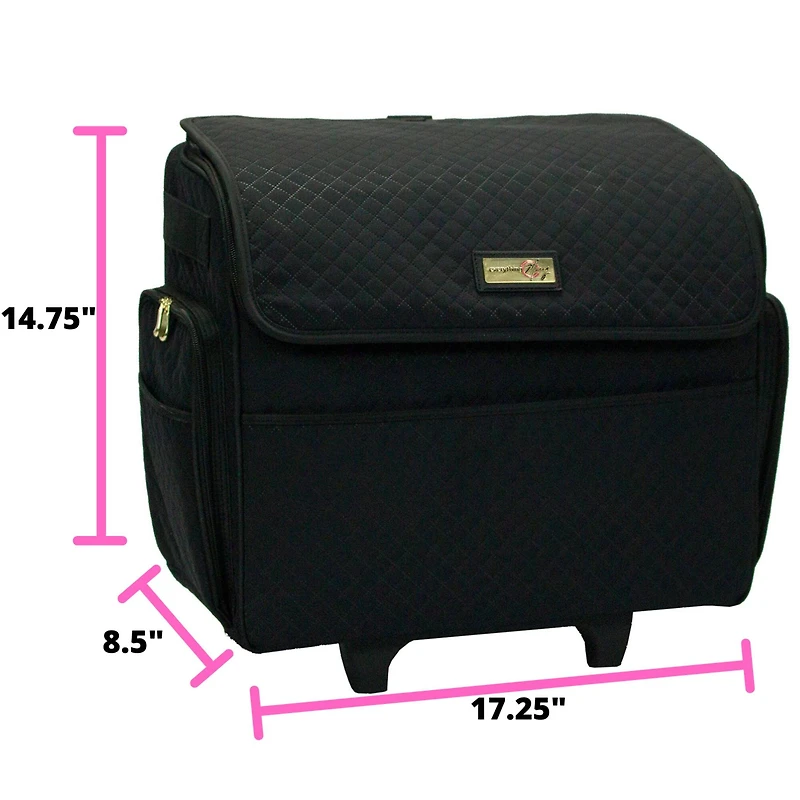 Everything Mary Black Stamped Rolling Sewing Machine Tote