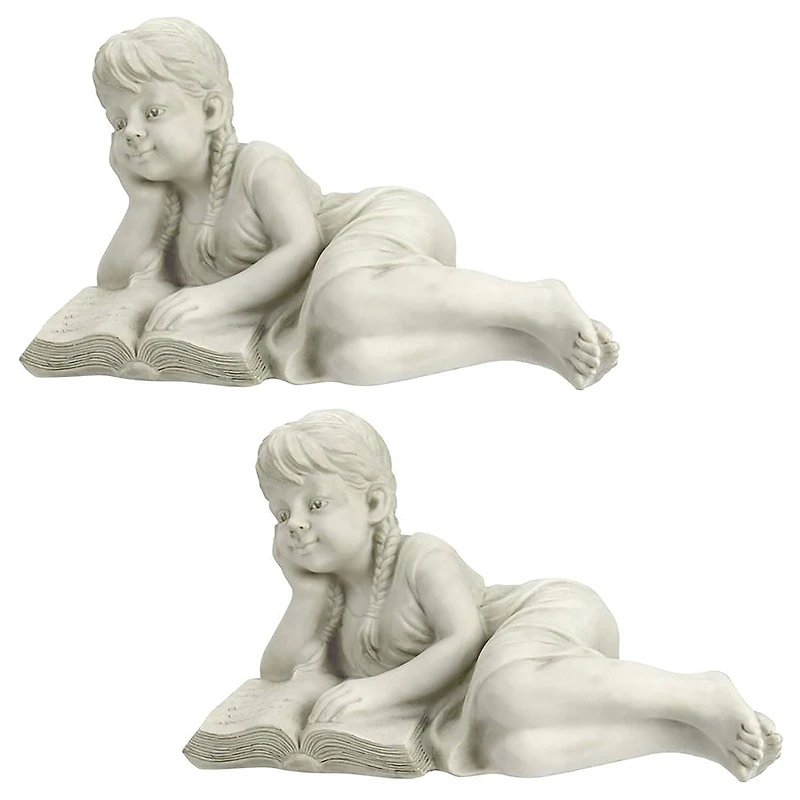 Design Toscano 18.5" Reading Rebecca Garden Scholar Statues, 2ct.
