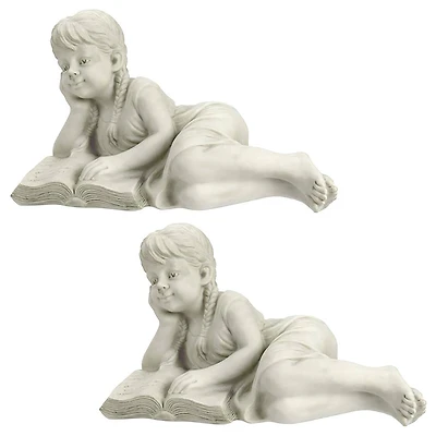 Design Toscano 18.5" Reading Rebecca Garden Scholar Statues, 2ct.