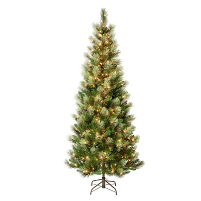 7.5ft. Pre-Lit Charleston Pine Slim Artificial Christmas Tree, Clear Lights