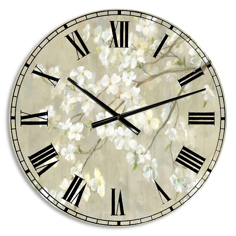 Designart Neutral Dogwood In Spring Farmhouse Wall Clock