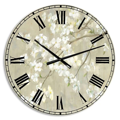 Designart Neutral Dogwood In Spring Farmhouse Wall Clock