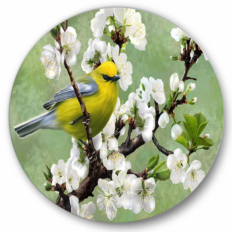 Designart - Bird On A Branch of Cherry