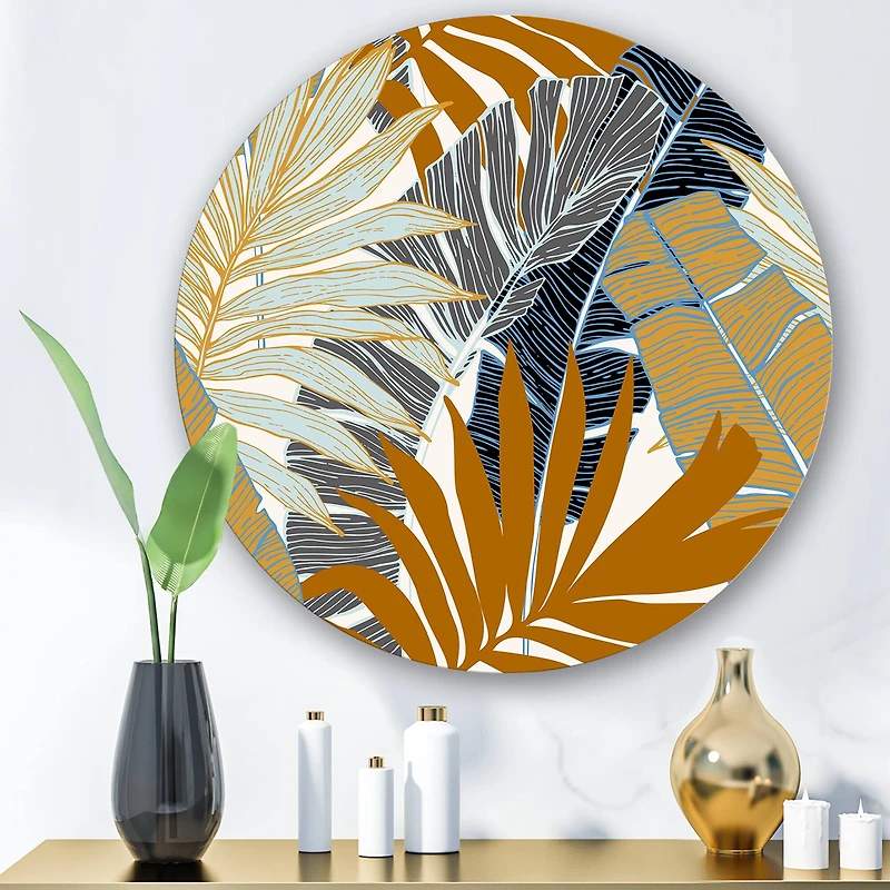 Designart - Abstract Tropical Summer Palm Tree & Banana Leaves