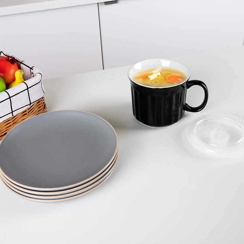 Mind Reader Vented Soup Ceramic Stoneware Mug With Lid