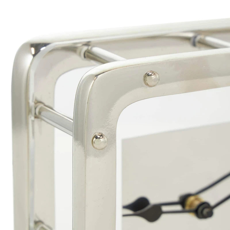 8" Silver Aluminum Geometric Dimensional Open Frame Clock