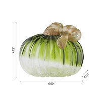 Glitzhome® Short Crackle Glass Pumpkin, Green