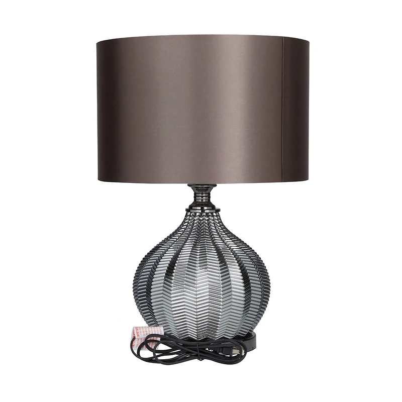 Black Polyester Transitional Table Lamp, 20" x 17" x 14"