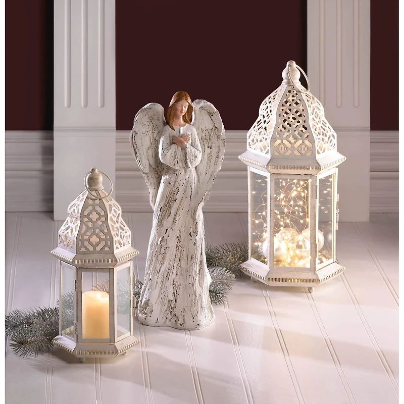 16'' Sublime Distressed White Lantern