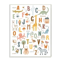 Stupell Industries Fun Educational ABC Chart Cute Animals Wood Wall Plaque