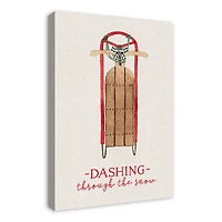 Dashing Snow Sled 20x30 Canvas Wall Art