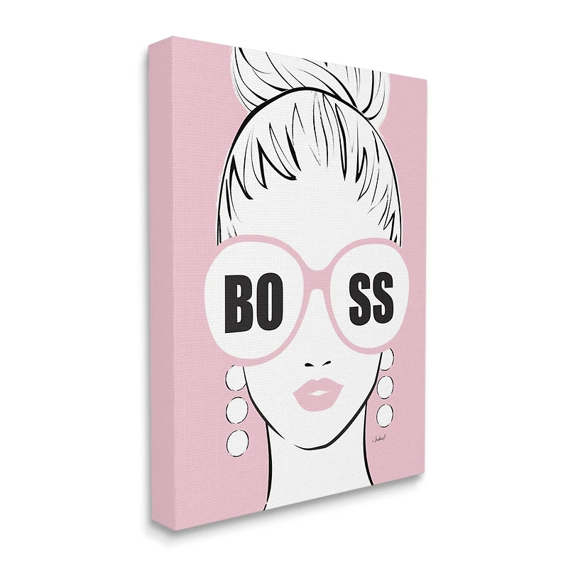 Stupell Industries Boss Phrase Sunglasses Glam Female Pink Fashion Canvas Wall Art